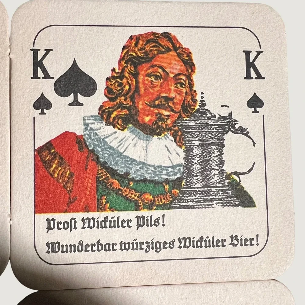 Wicküler Beer Coasters Cream Vintage Playing Card King Jack Set of 4